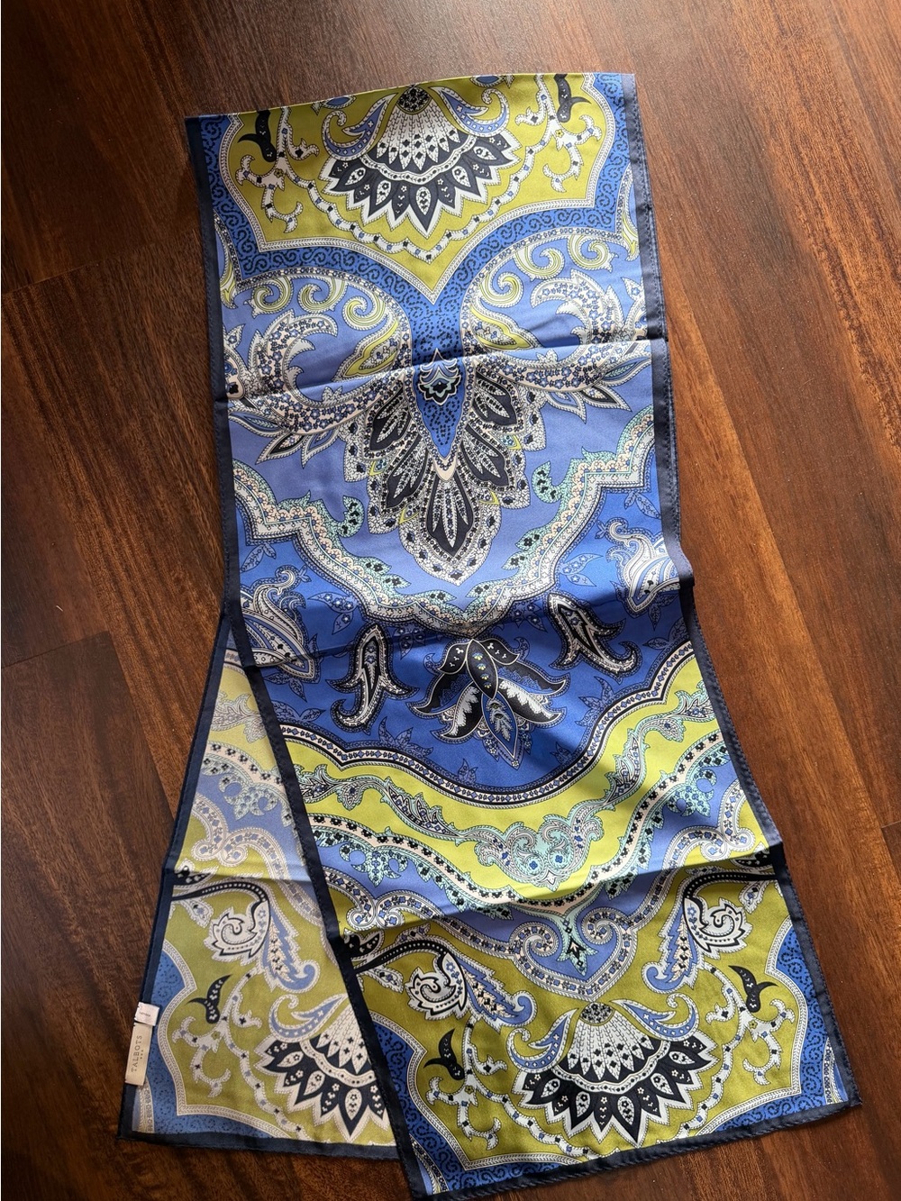 Talbots Blue and Lime Paisley silk scarf